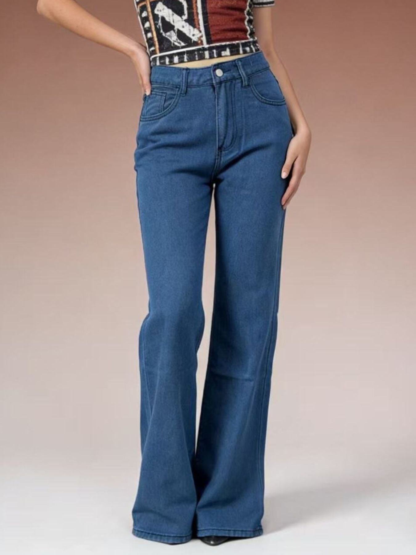 Wide Leg Jeans with Butterfly Back Detail